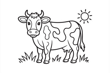 Dairy Cow Outline Drawing for Agriculture and Farming Graphics