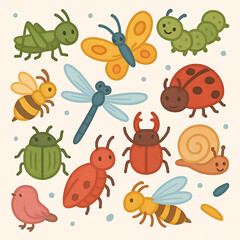 pattern with insect kawaii cute