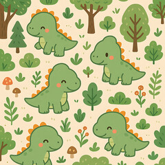 seamless pattern with animals dinosaurus