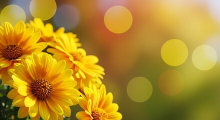 Fototapeta premium Close Up of Yellow Flowers in Sunlight.