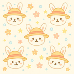 rabbit with hats kawaii