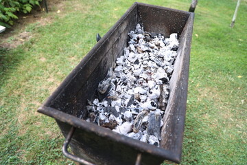 Hot coals in a grill for cooking grilled food