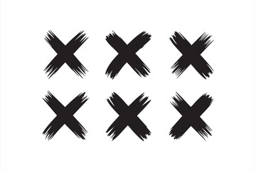 Obraz premium Black Brush Stroke Cross and Circular Arrow Vector Illustrations