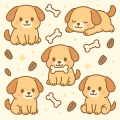 seamless pattern with puppies