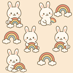easter bunny and rainbow set