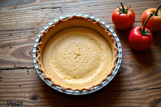 A pie tin with one remaining slice, empty negative space surrounding it.