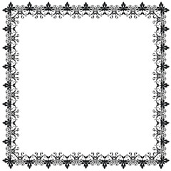 Elegant square ornamental border frame with vintage floral design in black. Perfect for invitations, greeting cards, certificates, and decorative projects. Classic detailed pattern for stylish layouts
