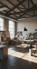 Fototapeta premium Blurred Artistic Loft Office Background