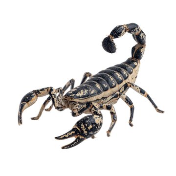 A Close-Up View of a Striking Black and Yellow Scorpion Showcasing Its Unique Patterns and Features