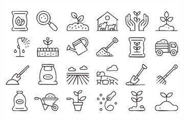 Modern agriculture and farming symbol pack with planting and watering