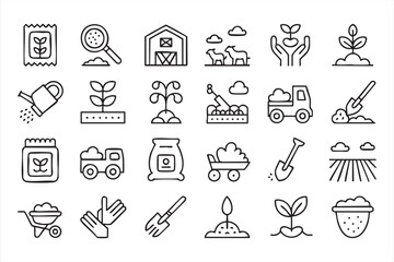 Obraz premium Eco farming and sustainable agriculture icon collection isolated on white
