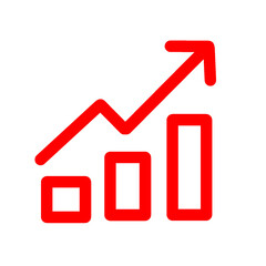 Fototapeta premium Red Growth Chart Icon with Upward Arrow – Business Success and Financial Progress Symbol