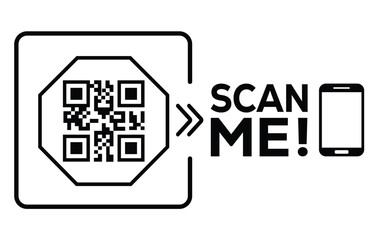 QR code scan icon set. Scan me frame. QR code scan for smartphone. QR code for mobile app, payment and identification. Vector illustration.