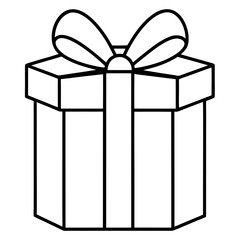 Outline of a gift box with a bow vector illustration for coloring page or graphic resource