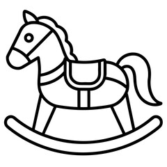 Classic Rocking Horse Icon Design for Childrens Play and Nostalgic Memories Line Art Style