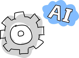 AI/システム/DXイメージ歯車のシンプル線画