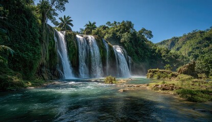 Fototapeta premium Lush waterfall cascading into a tranquil pool (4)