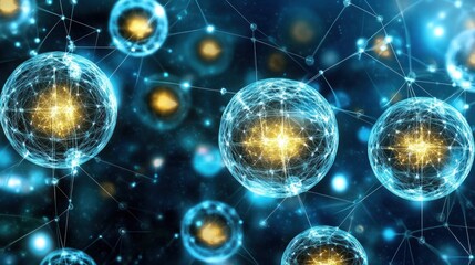 Interconnected Quantum Spheres: Abstract Network of Glowing Celestial Bodies