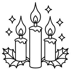 Elegant Christmas Candle Line Art Illustration Holiday Celebration Festive Season Greetings Background Decoration Template