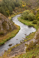 Autumn view of Vapa river near Sjenica town, Serbia