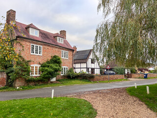 Street view of buildings in the village of Grafham, Cambridgeshire, UK