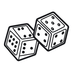 dice pair ,illustration outline isolated on white background
