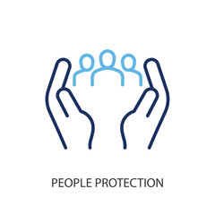 People protection thin line vector icons.