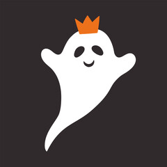Halloween Cartoon Cute Ghost in Witch Hat Clipart 