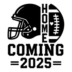 Homecoming 2025 football helmet graphic design for high school sports event celebration and merchandise
