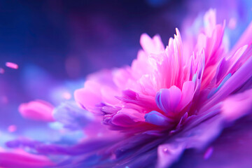 Obraz premium An artistic abstract digital illustration of a vibrant glowing light burst in a beautiful combination of violet and blue