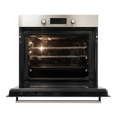 Obraz premium Stainless steel oven interior open view