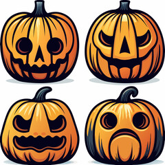 set of halloween pumpkins