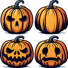 set of halloween pumpkins