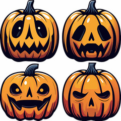 set of halloween pumpkins