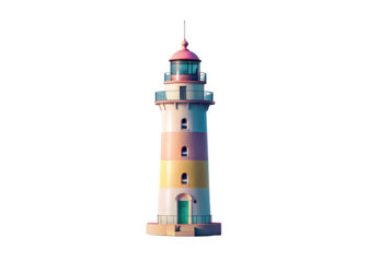 lighthouse on pastel color png image on transparent background
