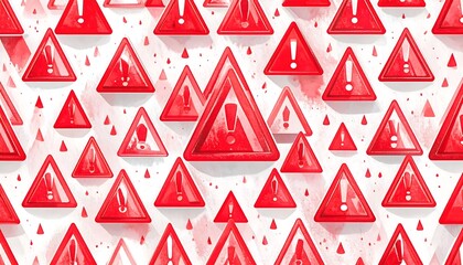 Red warning triangles on white background
