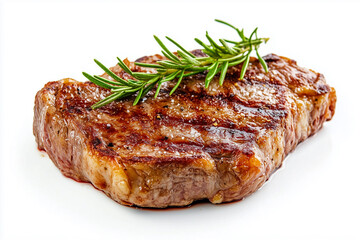 Flawless fresh fried beef steak on white background, generated AI