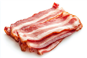 Flawless fresh raw bacon on white background isolated, generated AI