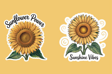 Yellow sunflowers with text green leaves