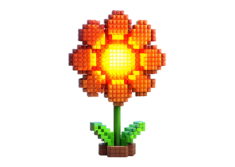 glowing pixel flower png image on transparent background