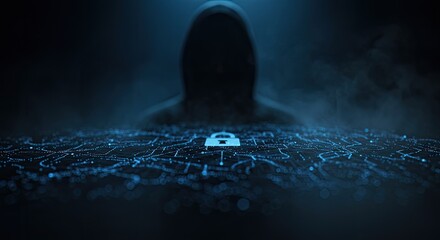 Mysterious figure, digital network