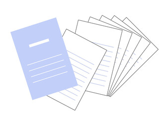 レポート用紙,便箋などのセット。ビジネスや学習をイメージしたイラストです。