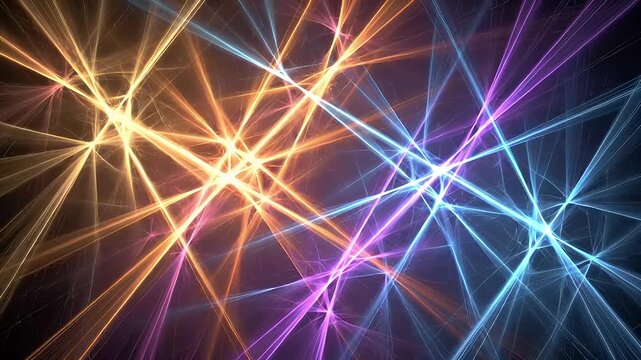 Colorful abstract light patterns intersecting in a vibrant display, creating a dynamic visual effect
