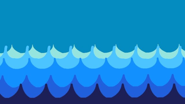 Blue sea wave animation with gradient tones. Minimal background. Fluid sea movement.