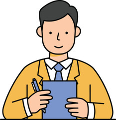 man holding clipboard and pen on transparent background