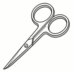 A clean simple illustration of a pair of sharp pointed cuticle scissors on a white background