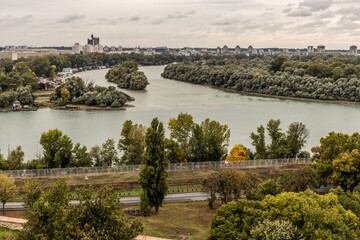 Confluence of Sava and Danuber rivers in Belgrade, Serbia