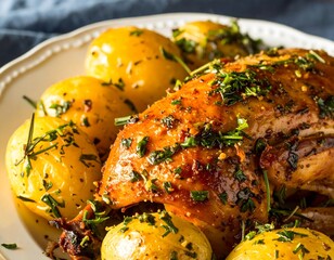 Roasted chicken with potatoes