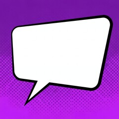 Naklejka premium Comic Style Speech Bubble Blank Template with Halftone Purple Background