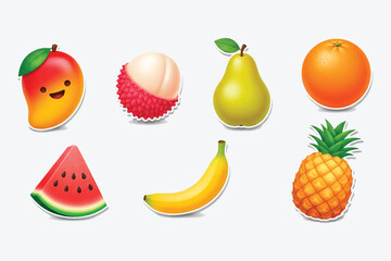 Colorful Fruit Icon Vector Set